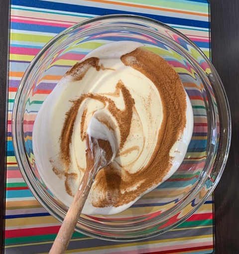 Victor mixing ingredients-peanut butter ice cream-slimming world blog