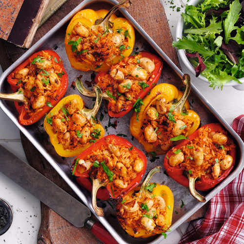 Roasted stuffed peppers - August shopping list - Slimming World Blog