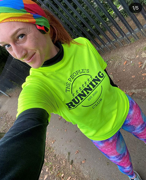 Slimming World member Jen running in bright clothing