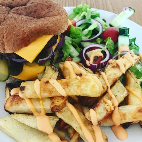 Slimming World burger and chips