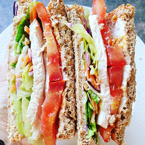 Chicken, tomato, lettuce sandwich-picnic food ideas-slimming world blog