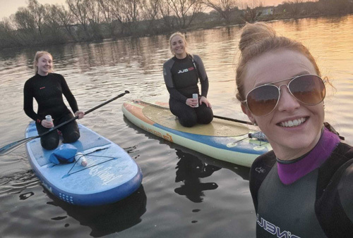 Slimming World member Sarah on a paddle board
