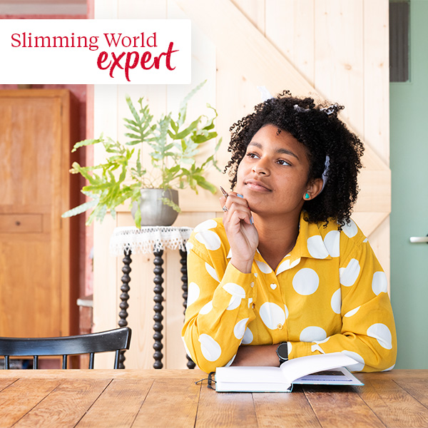 Image show woman thinking - Image reads Slimming World expert
