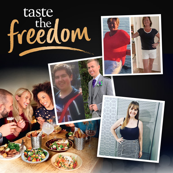 Slimming World members. Text reads: taste the freedom