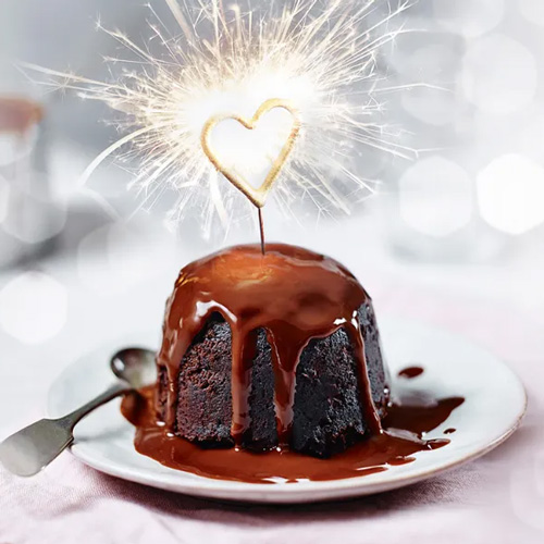 Chocolate mug cake with sparkler