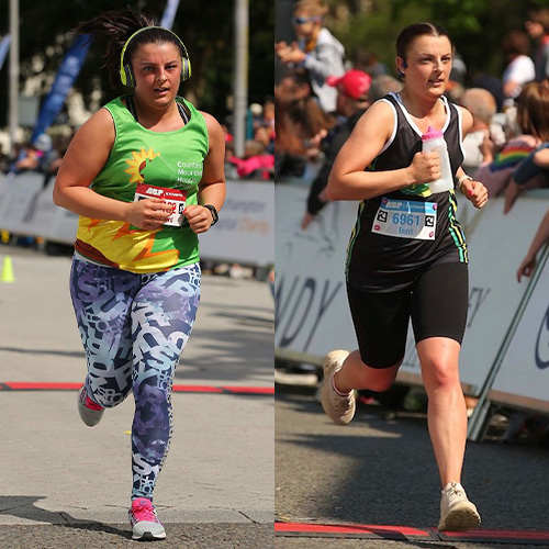 Slimming World member Terri running a marathon before and after weight loss