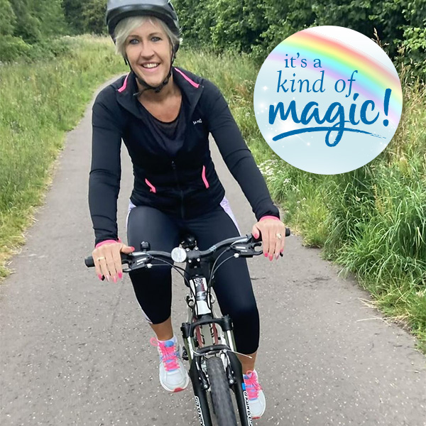 Slimming World member riding a bike