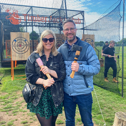 Slimming World member Suzy axe throwing