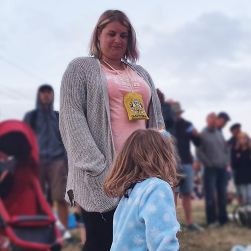 Slimming World member Zoe at a festival. Before her weight loss