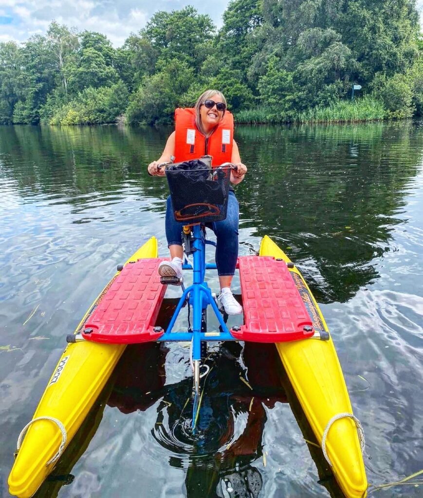 Slimming World member on a paddleboat