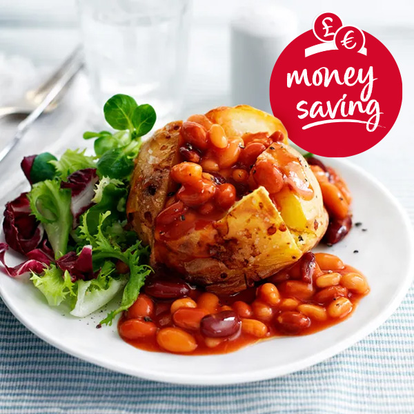 Slimming World jacket potato with mixed beans and salad