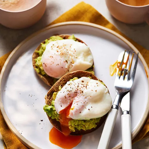 Poached egg and avocado muffin