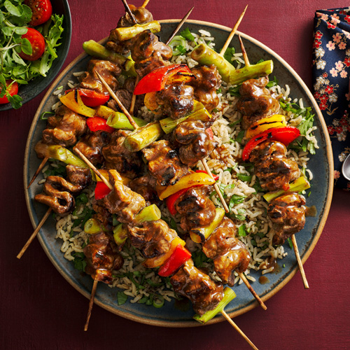 Slimming World beef, pepper and onion yakitori