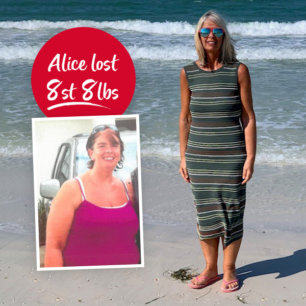 Slimming World member Alice Ingham before and after. Alice lost 8st 8lbs