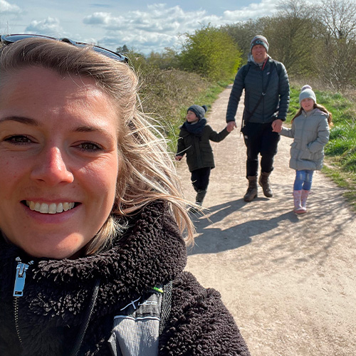 Slimming World Consultant Helen walking with her husband and two children