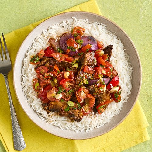 Slimming World Kitchen - week 49 - Mexican spiced mushrooms with fluffy rice and salsa