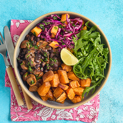 Slimming World Kitchen - Week 50 -jerk mushroom and sweet potato rainbow bowl