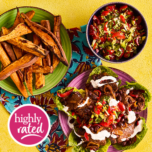 Slimming World Kitchen - Week 53 - Steak fajitas with sweet potato wedges - highly rated
