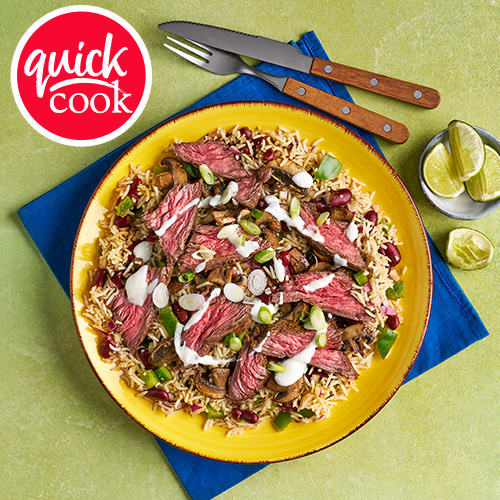 Slimming World Kitchen's Jerk steak with rice & peas – one of our quick cook recipes