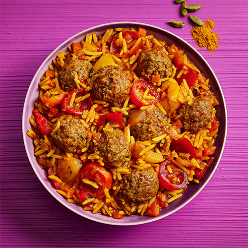 Indian meatballs and rice – a new lunch bowl for the Slimming World food range