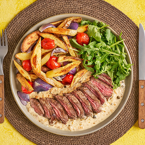 Slimming World Kitchen - week 64 - steak, chips and peppercorn sauce