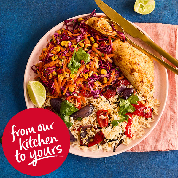 Slimming World Kitchen - week 71 - header - peri tasty chicken, rice and rainbow slaw
