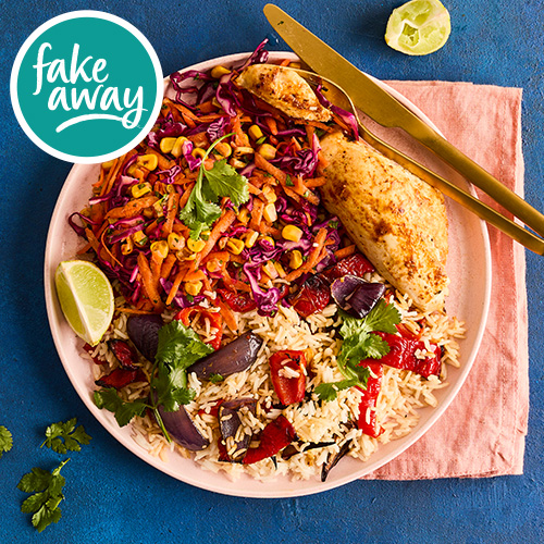 Slimming World Kitchen - week 71 - peri tasty chicken, rice and rainbow slaw