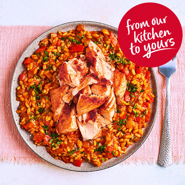 Slimming World Kitchen - week 73 - header - spicy salmon and tomato risotto