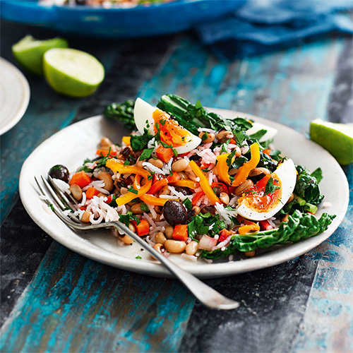 black eye bean salad with cavolo nero