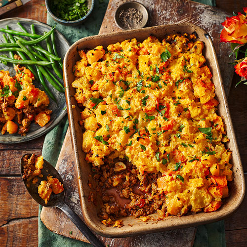 carrot and swede-topped veggie cottage pie