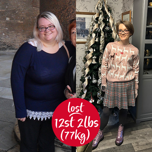 Slimming World member Grace Hickman before and after - lost 12st 2lbs (77kg)