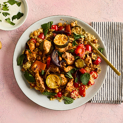 Slimming World Kitchen - week 3: harissa chicken bake with roasted veg couscous