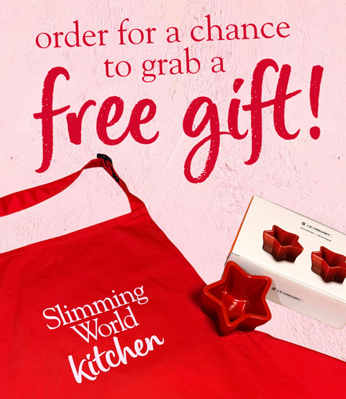 Slimming World Kitchen giveaway promotion showing an apron and ramekin pots