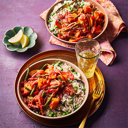 veg madras with onion pilau rice