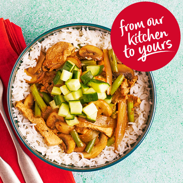 Slimming World Kitchen week 11: miso ginger pork on rice - header