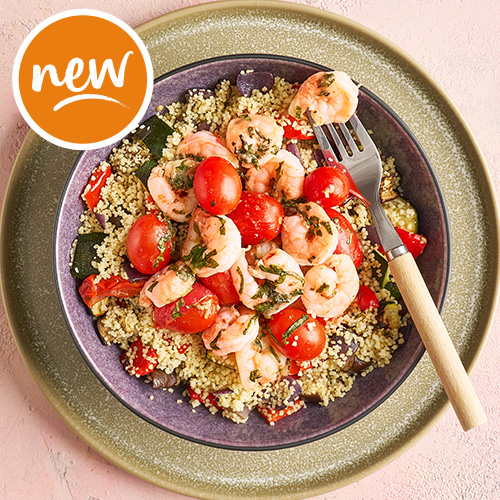 Slimming World Kitchen, week 23: garlicky herb prawns with veg couscous