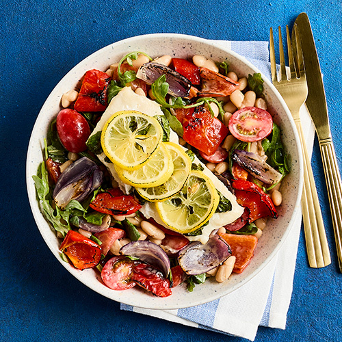 Slimming World Kitchen, week 25: basil topped hake with bean and rocket salad