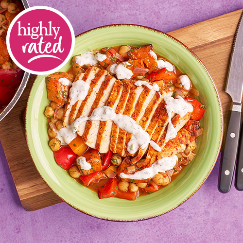 Slimming World Kitchen, week 32: harissa pork with smoky squash and herby chickpeas
