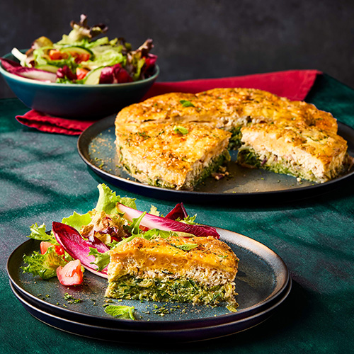 crustless red onion and courgette quiche