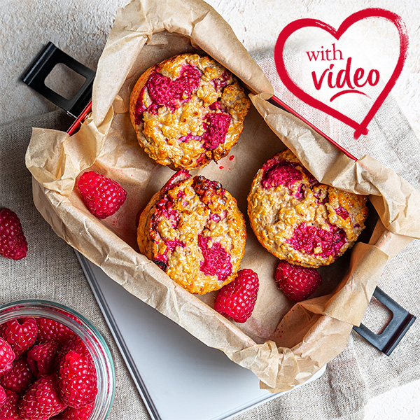 raspberry oat muffins with video